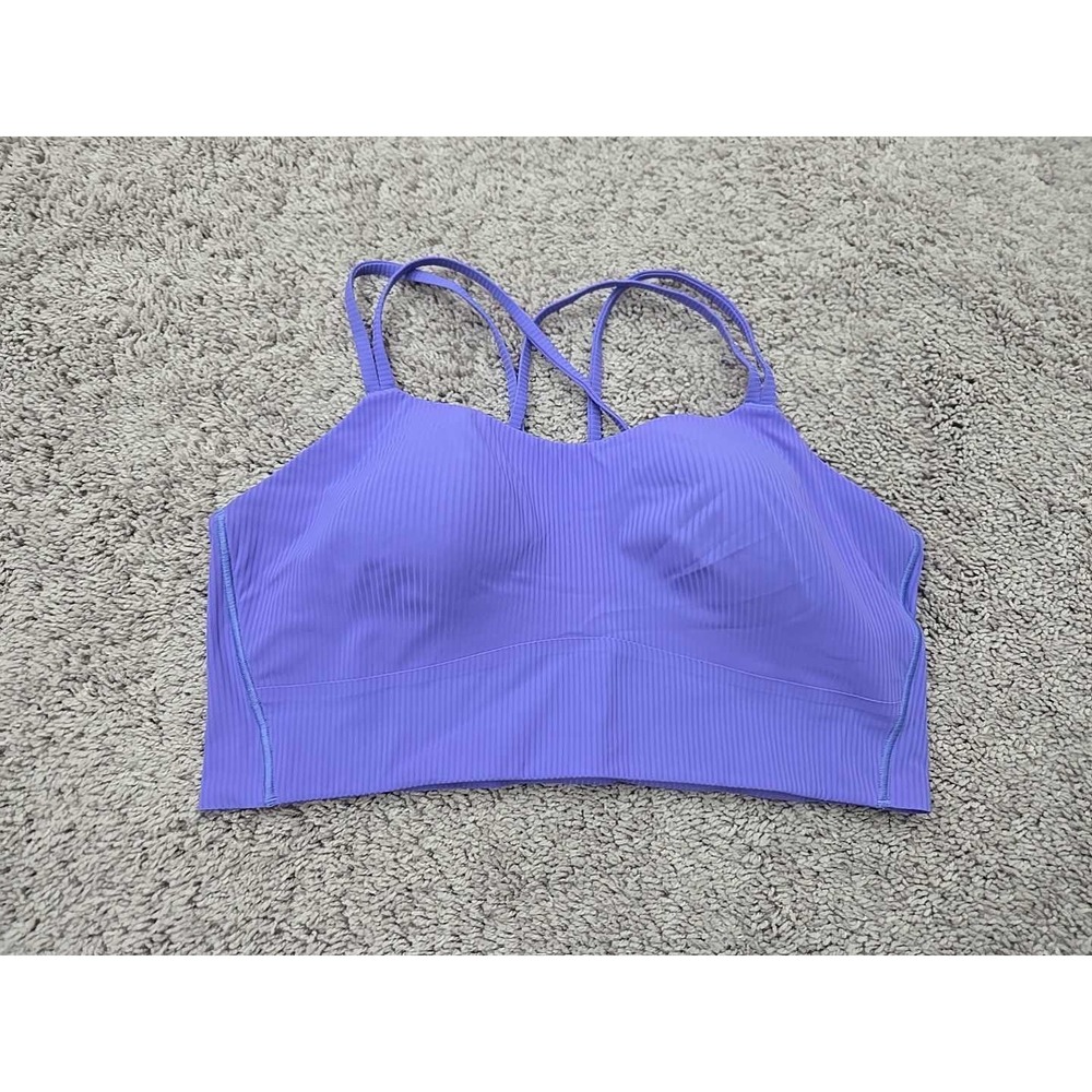 Lululemon Women's Ribbed Strappy Back Sports Bra Purple Size M Medium Yoga Run